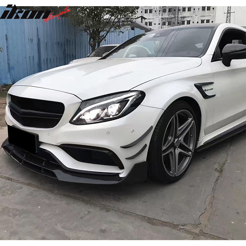 2015-2021 Benz C-Class W205 JC Front Bumper Fins Canards Carbon Fiber