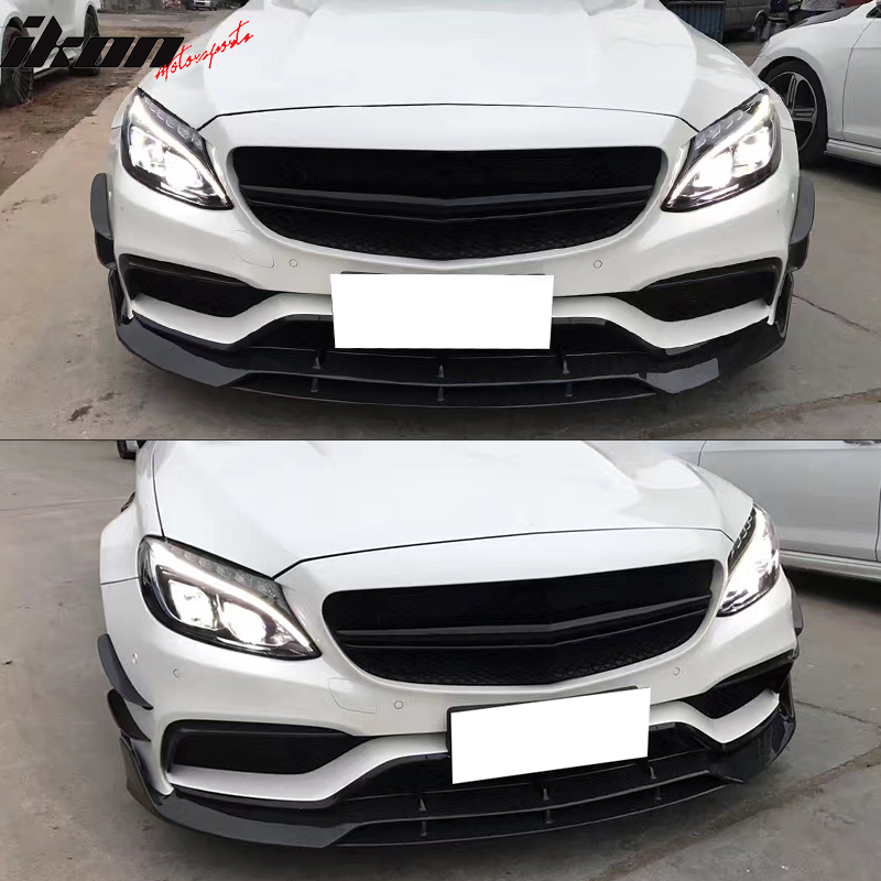 2015-2021 Benz C-Class W205 JC Front Bumper Fins Canards Carbon Fiber