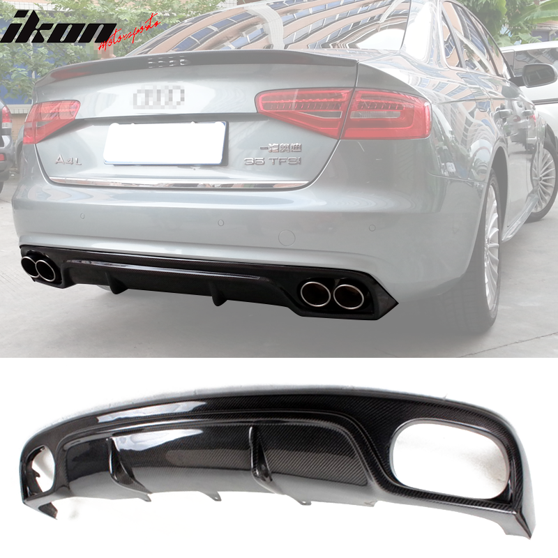 2013-2016 Audi A4 B9 Sedan R Style Rear Bumper Diffuser Carbon Fiber