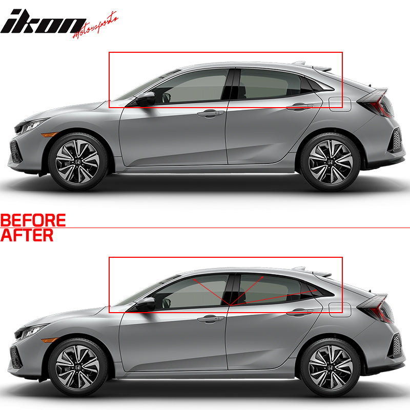 2017-2020 Honda Civic Gloss Black Window Trim Chrome Delete Vinyl Kit