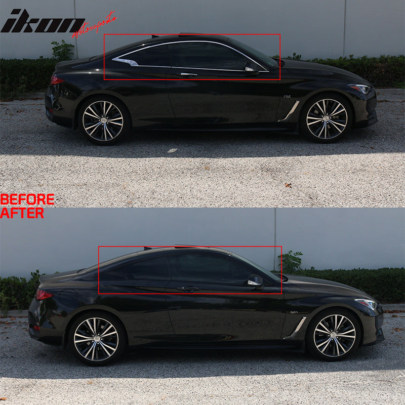 2017-2019 Infiniti Q60 Coupe Gloss Black Window Trim Chrome Delete Kit