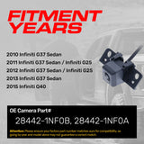 Infiniti G25 (2011-2012), G37 Sedan (2010-2013), Q40 (2015) OEM Replacement Backup Camera OE Part # 28442-1NF0B, 28442-1NF0A