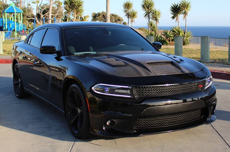 2015-2023 Dodge Charger 4 doors TERMINATOR Style Carbon Fiber Black Hood