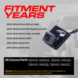 Infiniti Q70/Q70L/Q70 Hybrid w/o AVM (14-16), M35h (12-13), M37/M56 (11-13) OEM Replacement Backup Camera OE Part # 28442-1MA0A, 28442-1MA0B, 28442-1MA0C, 28442-4AM0A