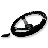 3"DEEP DISH 6-BOLT STEERING WHEEL BLACK SUEDE FOR Dodge GM Buick Chevy Vehicles