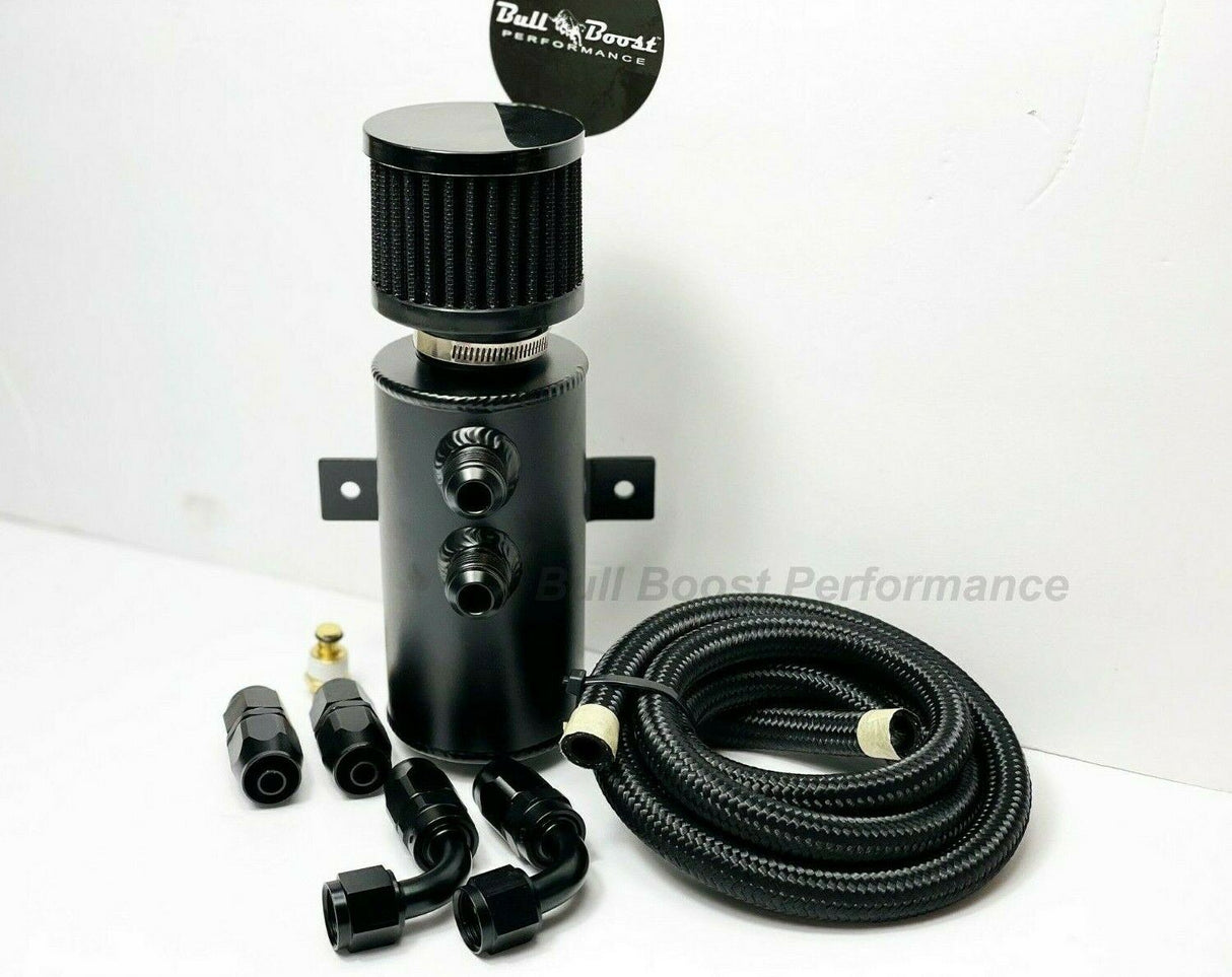 Quick Vent Oil Catch Can Hoses & Fittings Kit K Series K20 K24 10AN NOS BLACK