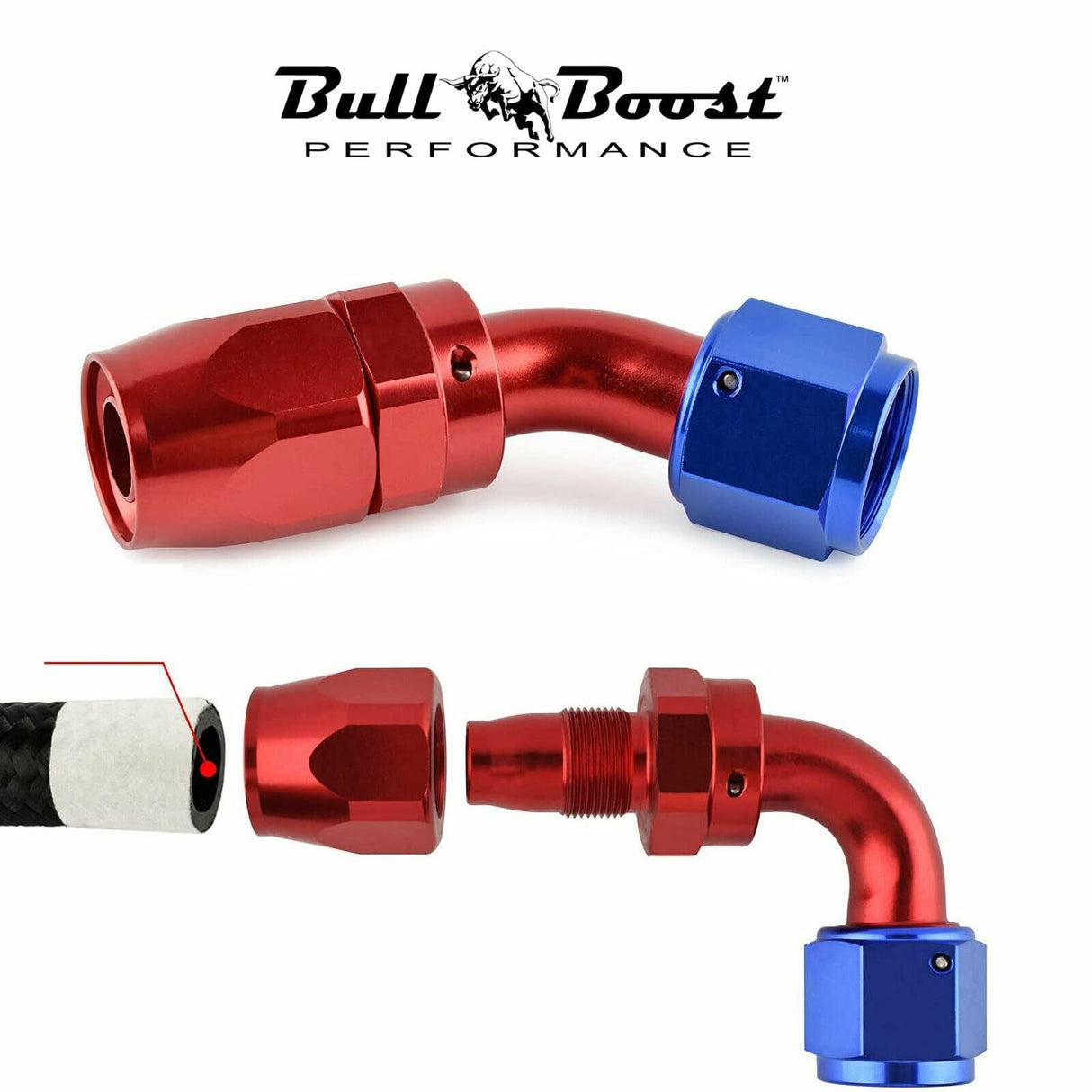 6AN 90 Degree Billet Swivel Seal Braided Steel Hose End Fitting Oil/Fuel/Water KIT