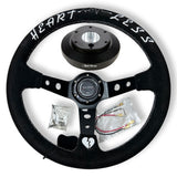 Suede 350mm Steering Wheel + Short Hub Adapter Kit For Ford F 150 350 450