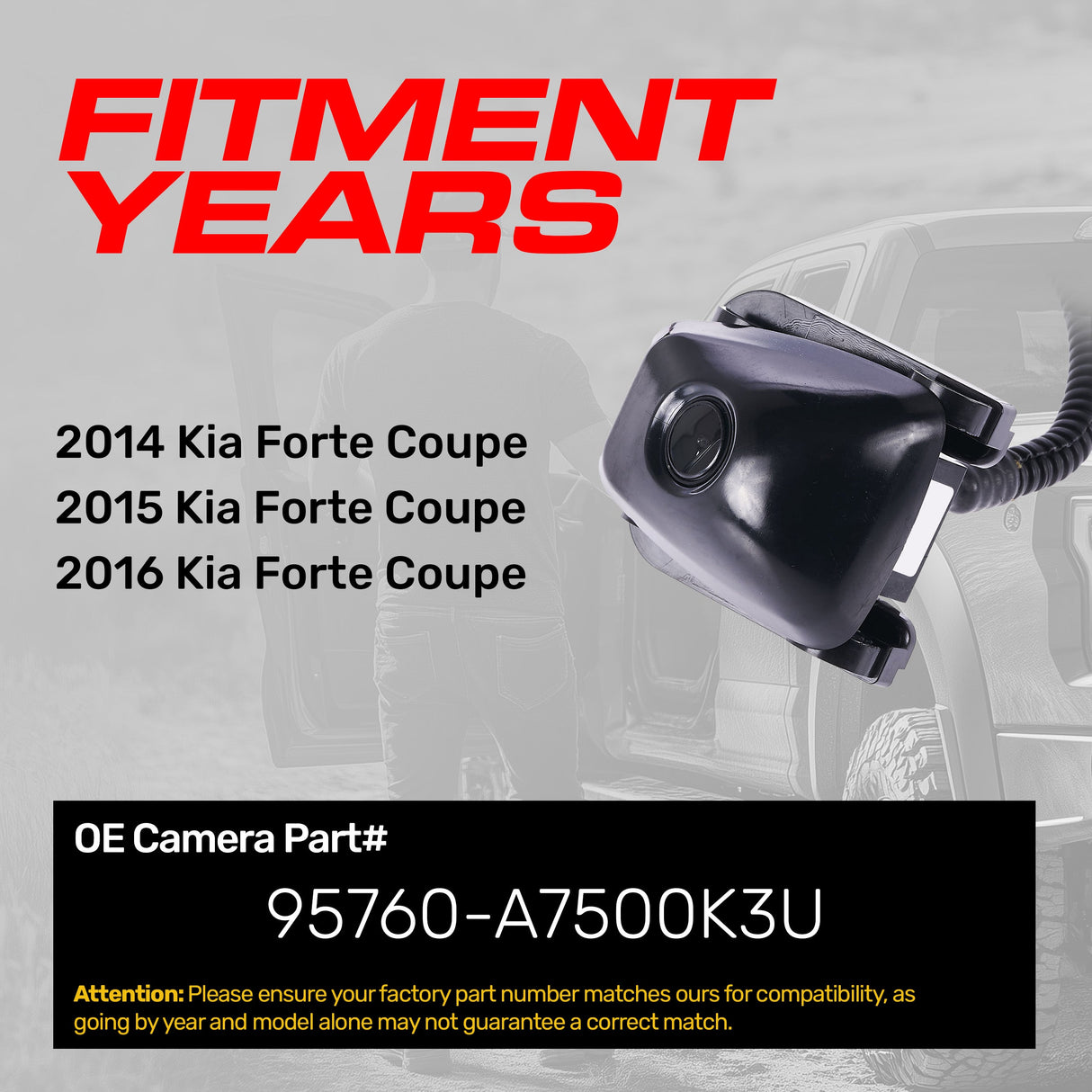 Kia Forte Coupe (2014-2016) OEM Replacement Backup Camera OE Part # 95760-A7500K3U