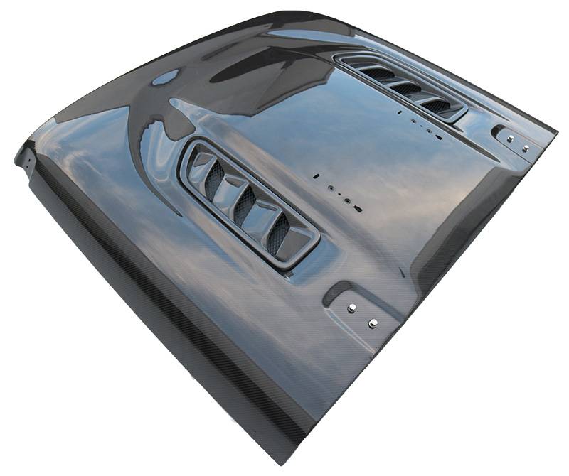 2018-2019 Jeep Wrangler 4 doors Rubicon Style Style Carbon Fiber Black Hood