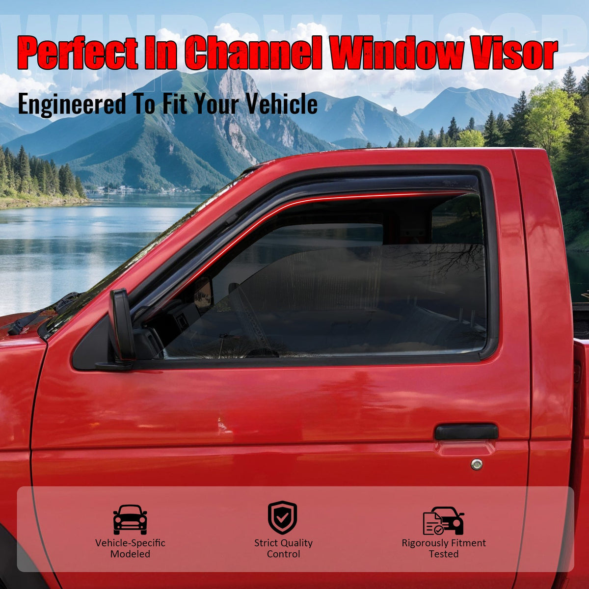 1987-1990 Nissan Pathfinder& 1987-1997 Pickup Standard Cab In-Channel Window Visors Acrylic Sun Rain Deflectors 2PCS