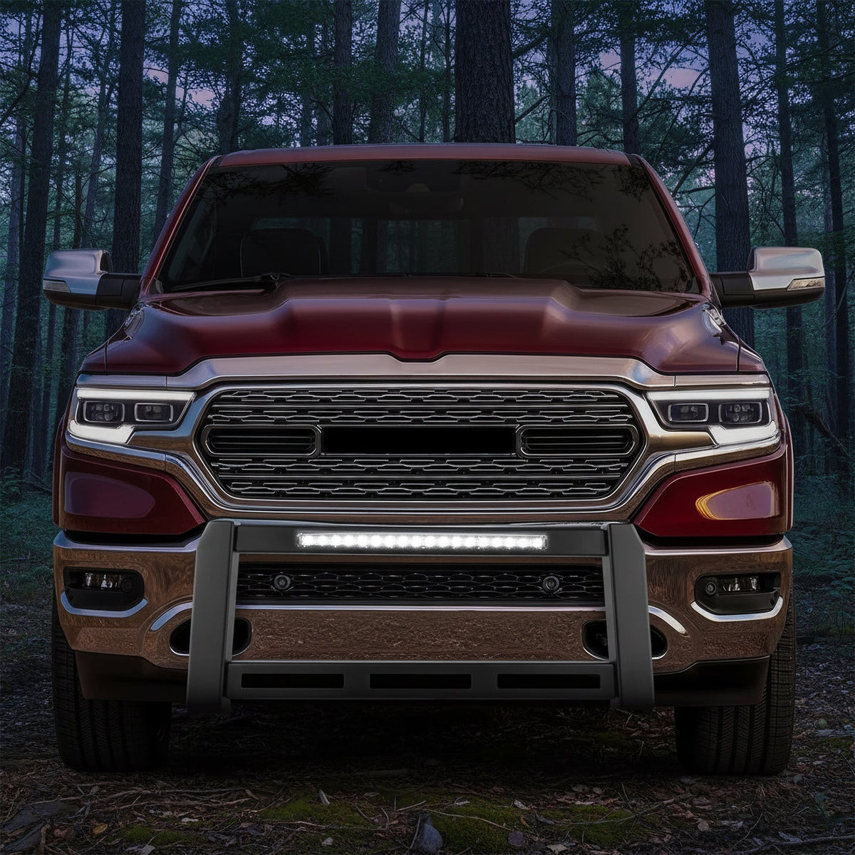 2019-2024 Ram 1500 Bull Bar Brush Bumper Grille Guard Protector W/LED