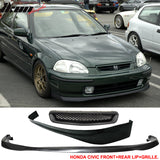 Front Rear Bumper Lip + T-R Front Grille for Honda Civic 1996-1998 SIR