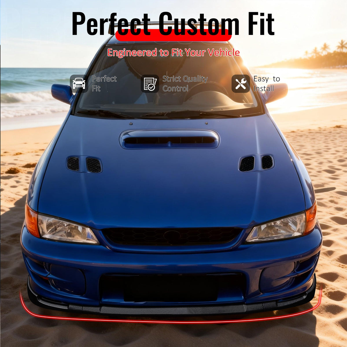 1997-2001 Subaru Impreza STI Carbon Fiber Print Front Bumper Lip PP