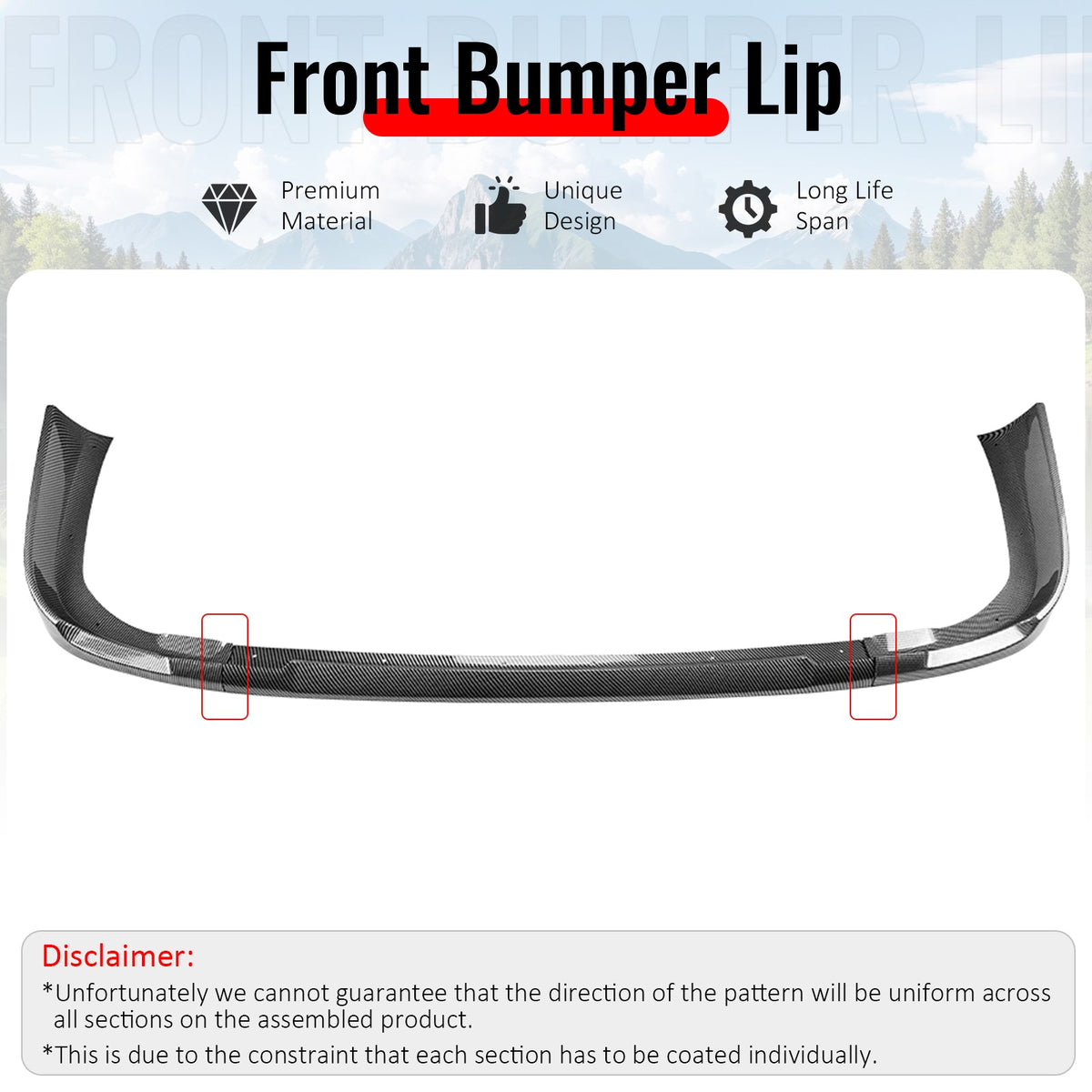 1997-2001 Subaru Impreza STI Carbon Fiber Print Front Bumper Lip PP
