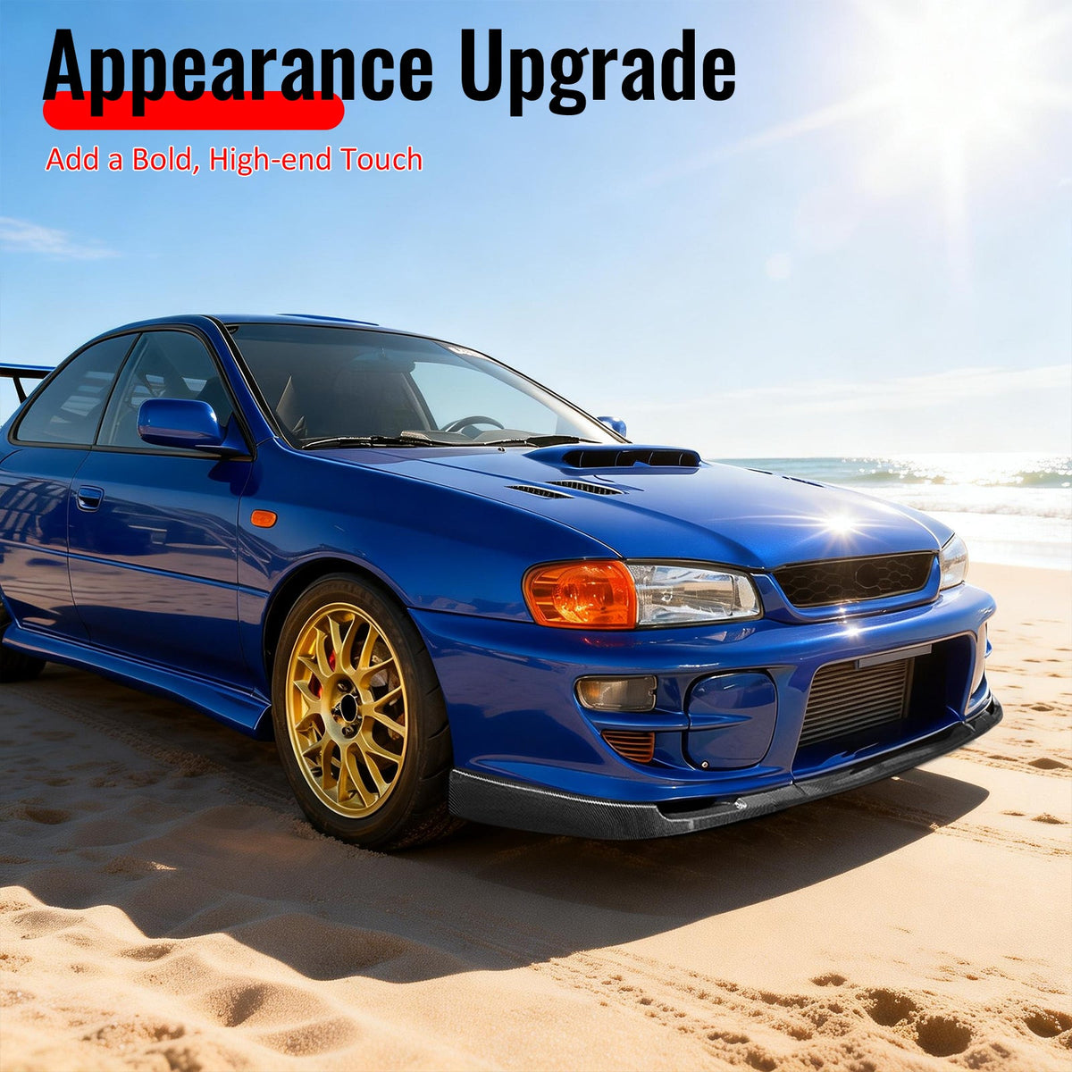 1997-2001 Subaru Impreza STI Carbon Fiber Print Front Bumper Lip PP
