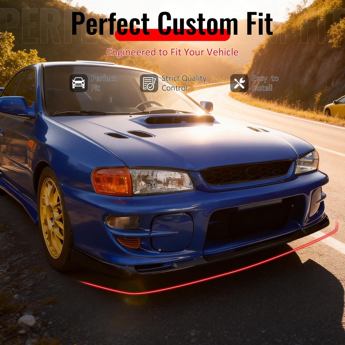 1997-2001 Subaru Impreza STI Style Gloss Black Front Bumper Lip PP