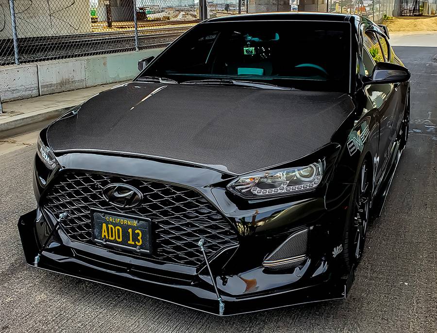 2019-2021 Hyundai Veloster 2 doors OEM Style Carbon Fiber Black Hood