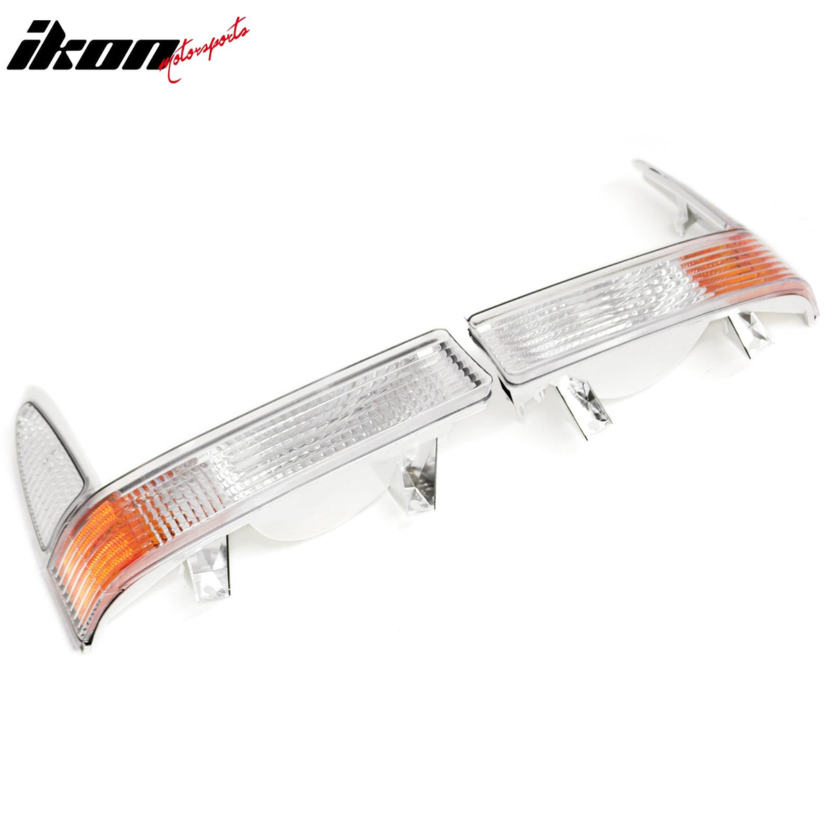 1999-2004 Ford F-250/F-350 Super Duty 2001-2004 Excursion Front Bumper Turn Signal Parking Lights Lamp Assembly Replacement Chrome Housing Amber Lens