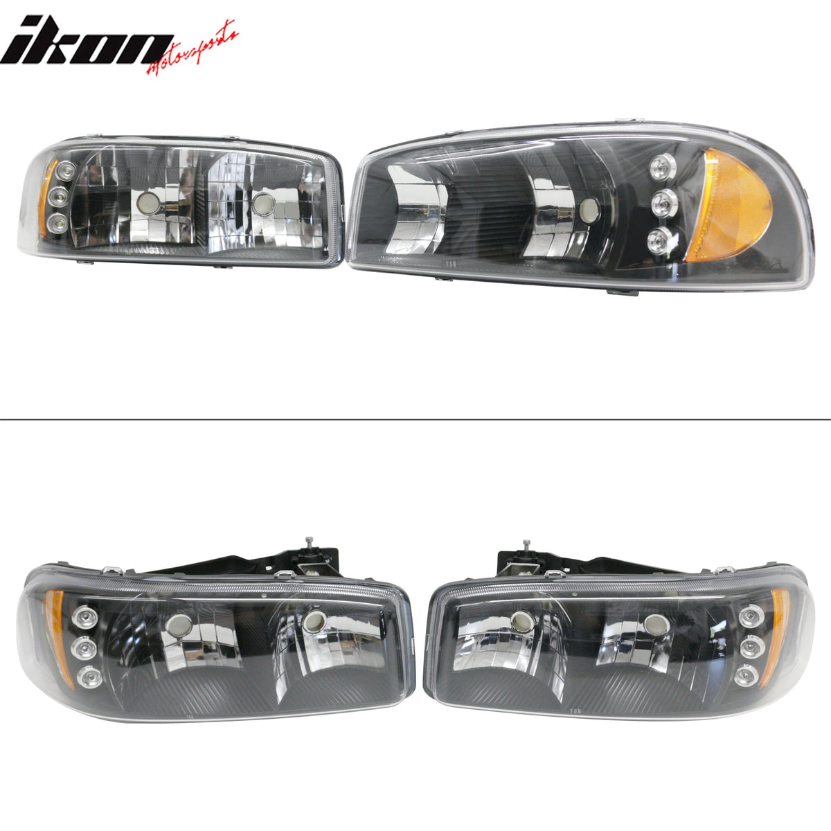 Clearance! Front Bumper Crystal Head Lights for GMC Sierra 1999-2006 Pair Clear Lens