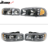 Clearance! Front Bumper Crystal Head Lights for GMC Sierra 1999-2006 Pair Clear Lens
