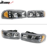 Clearance! Front Bumper Crystal Head Lights for GMC Sierra 1999-2006 Pair Clear Lens