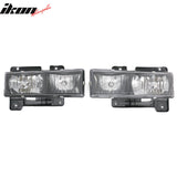 1988-1993 Chevy C/K 1992-1993 Chevy Blazer Head Lights Black Housing Clear Lens 2PC