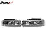 1999-2002 Chevy Silverado 1500 2500 2000-2006 Tahoe Head Lights Black Housing Pair
