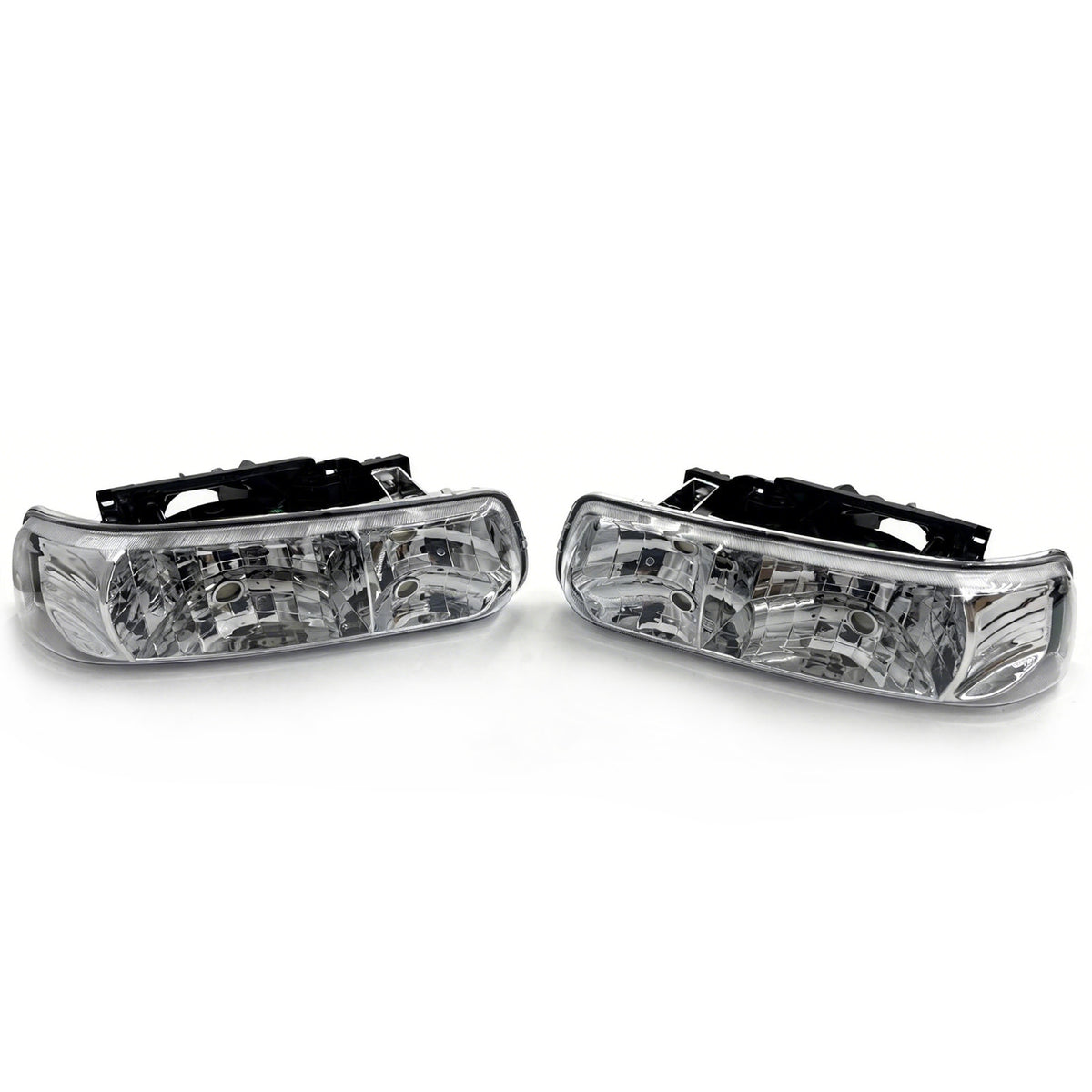 1999-2002 Chevy Silverado 1500 2500 3500 HD 2000-2006 Tahoe Front Bumper Head Lights Chrome Housing Pair