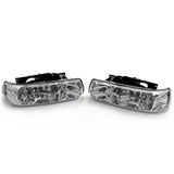 1999-2002 Chevy Silverado 1500 2500 3500 HD 2000-2006 Tahoe Front Bumper Head Lights Chrome Housing Pair
