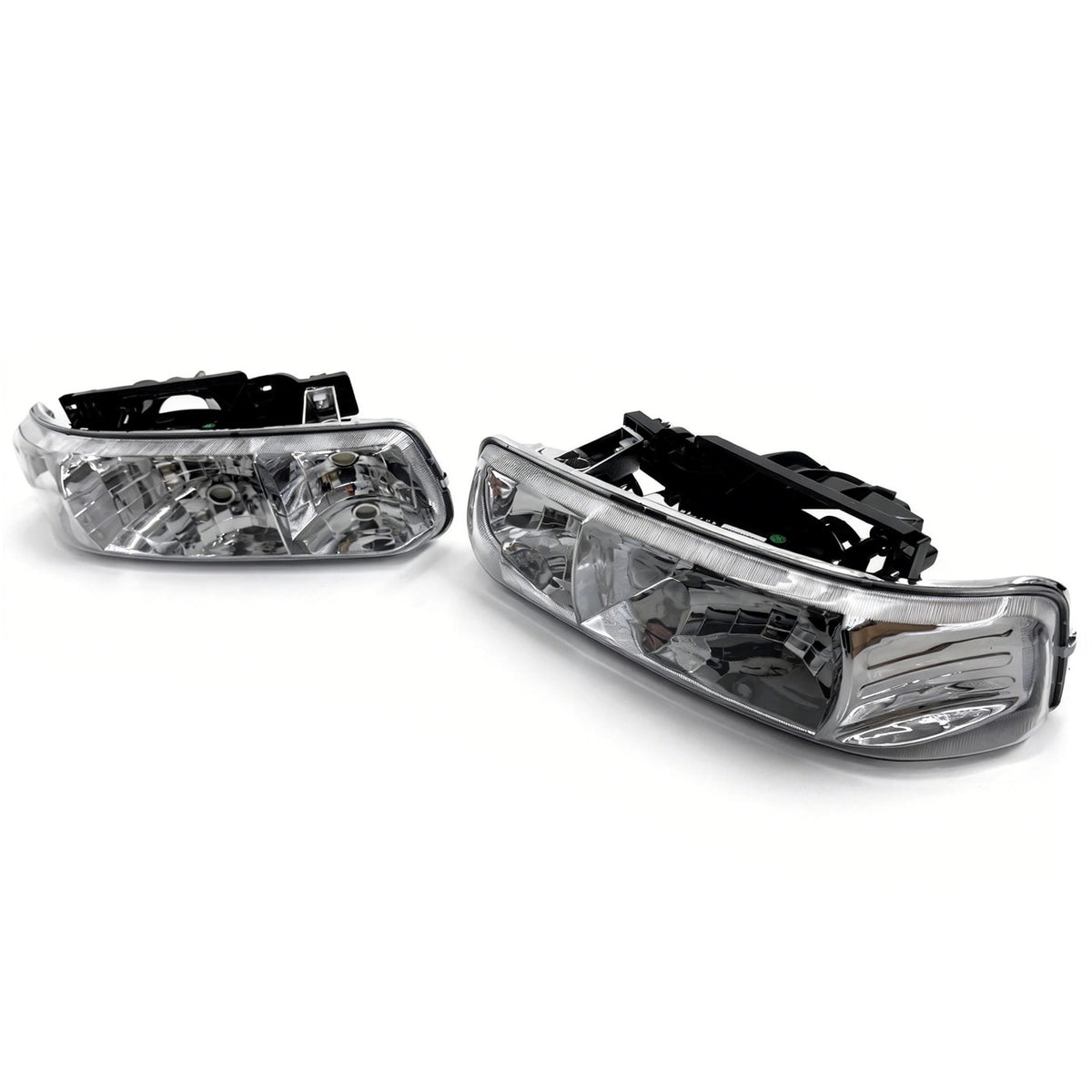 1999-2002 Chevy Silverado 1500 2500 3500 HD 2000-2006 Tahoe Front Bumper Head Lights Chrome Housing Pair