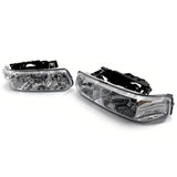 1999-2002 Chevy Silverado 1500 2500 3500 HD 2000-2006 Tahoe Front Bumper Head Lights Chrome Housing Pair