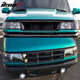 1993-1997 Ford Ranger Driver Passenger Side Front Bumper Driving Headlights Head Lamps Assembly Replacement Black Housing Clear Lens Amber Reflector