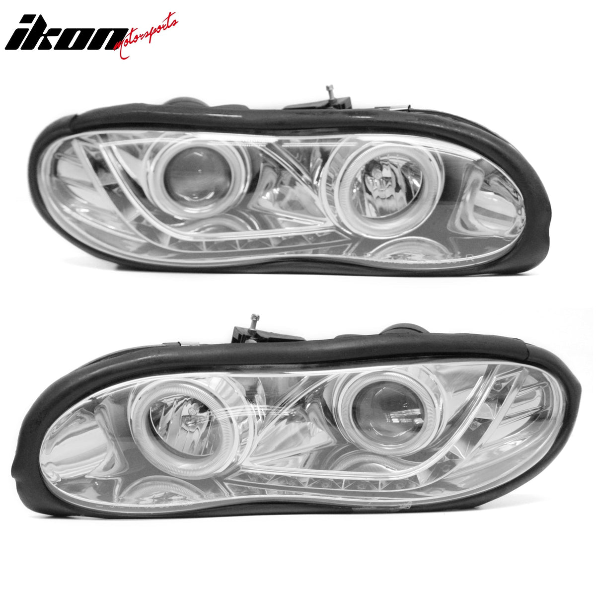 1998-2002 Chevrolet Chevy Camaro 2PCS Driver Passenger Side Front Bumper Driving Headlights Head Lamps Assembly Replacement R8 Style Clear Lens