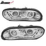 1998-2002 Chevrolet Chevy Camaro 2PCS Driver Passenger Side Front Bumper Driving Headlights Head Lamps Assembly Replacement R8 Style Clear Lens