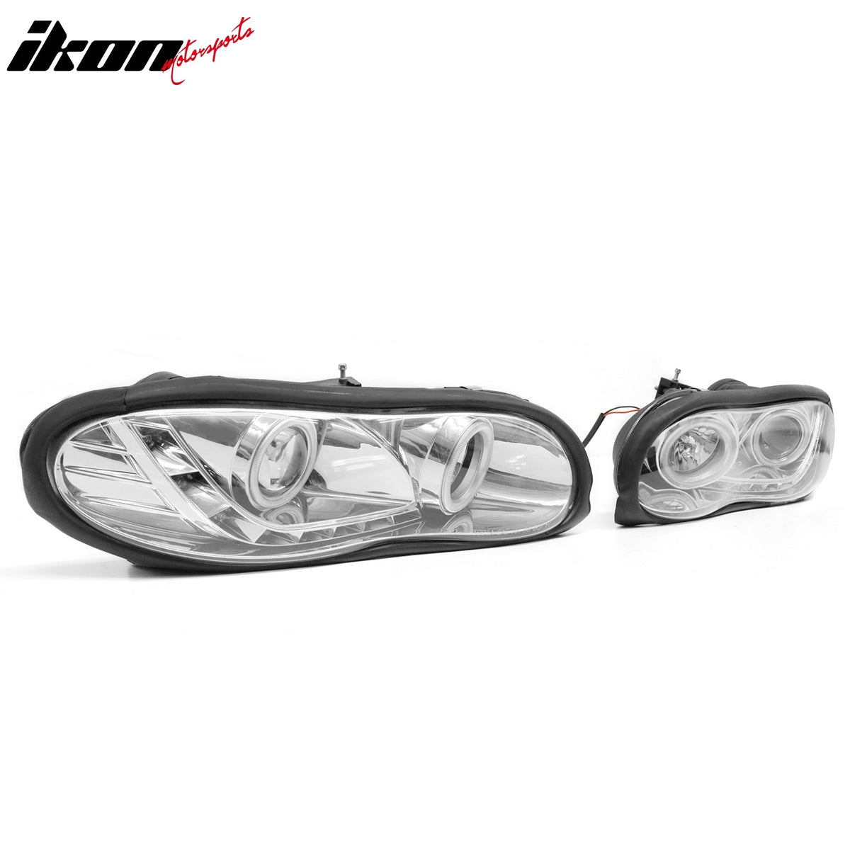 1998-2002 Chevrolet Chevy Camaro 2PCS Driver Passenger Side Front Bumper Driving Headlights Head Lamps Assembly Replacement R8 Style Clear Lens