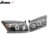 2007-2012 Dodge Caliber Driver Passenger Side Front Bumper Headlights Head Lamps Assembly Replacement Black Housing Blue Projector Amber Reflector