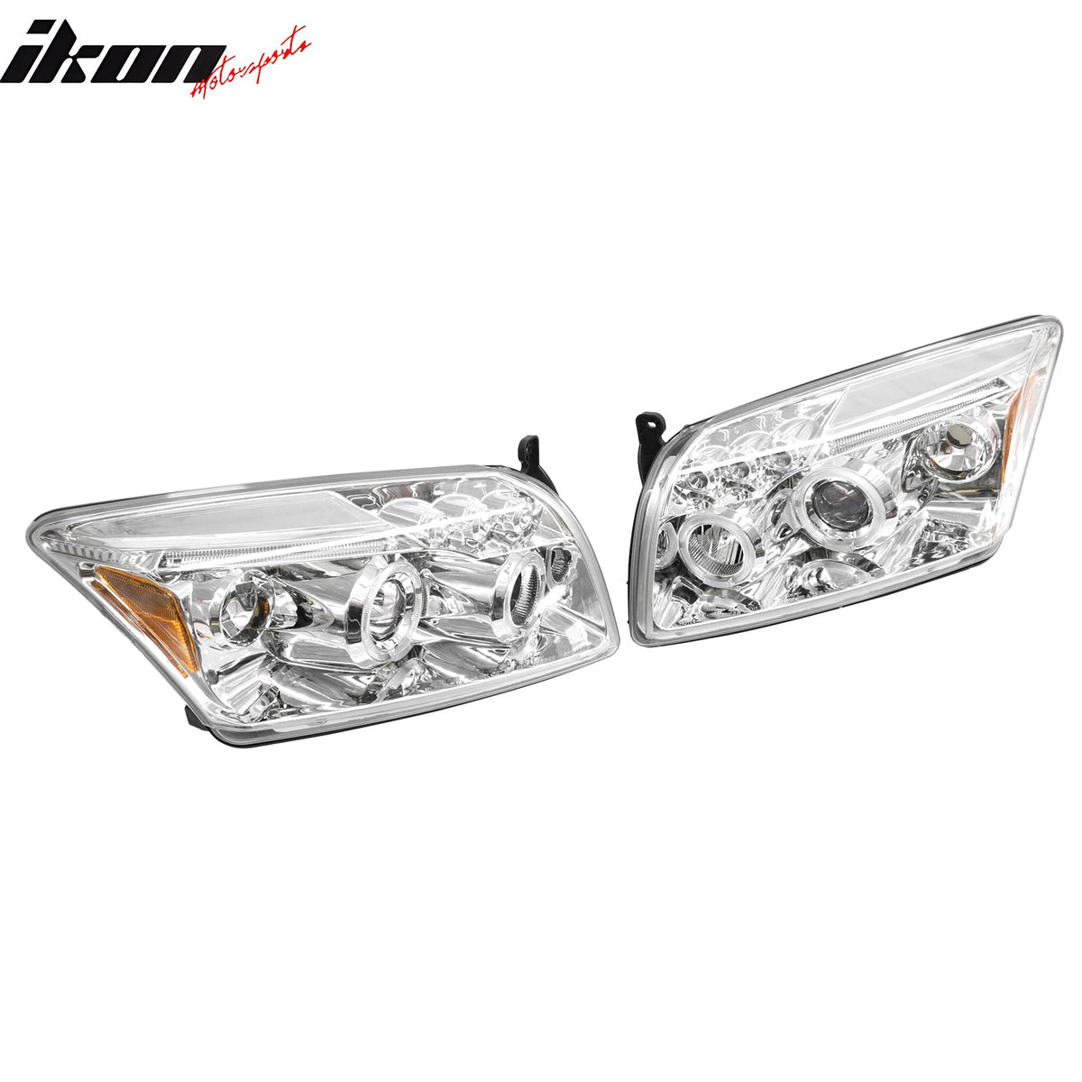 2007-2012 Dodge Caliber 2PCS Front Bumper Head Lights Chrome Housing Bule Projector Amber Reflector 2 Angle Eye w/ LED