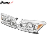 2007-2012 Dodge Caliber 2PCS Front Bumper Head Lights Chrome Housing Bule Projector Amber Reflector 2 Angle Eye w/ LED