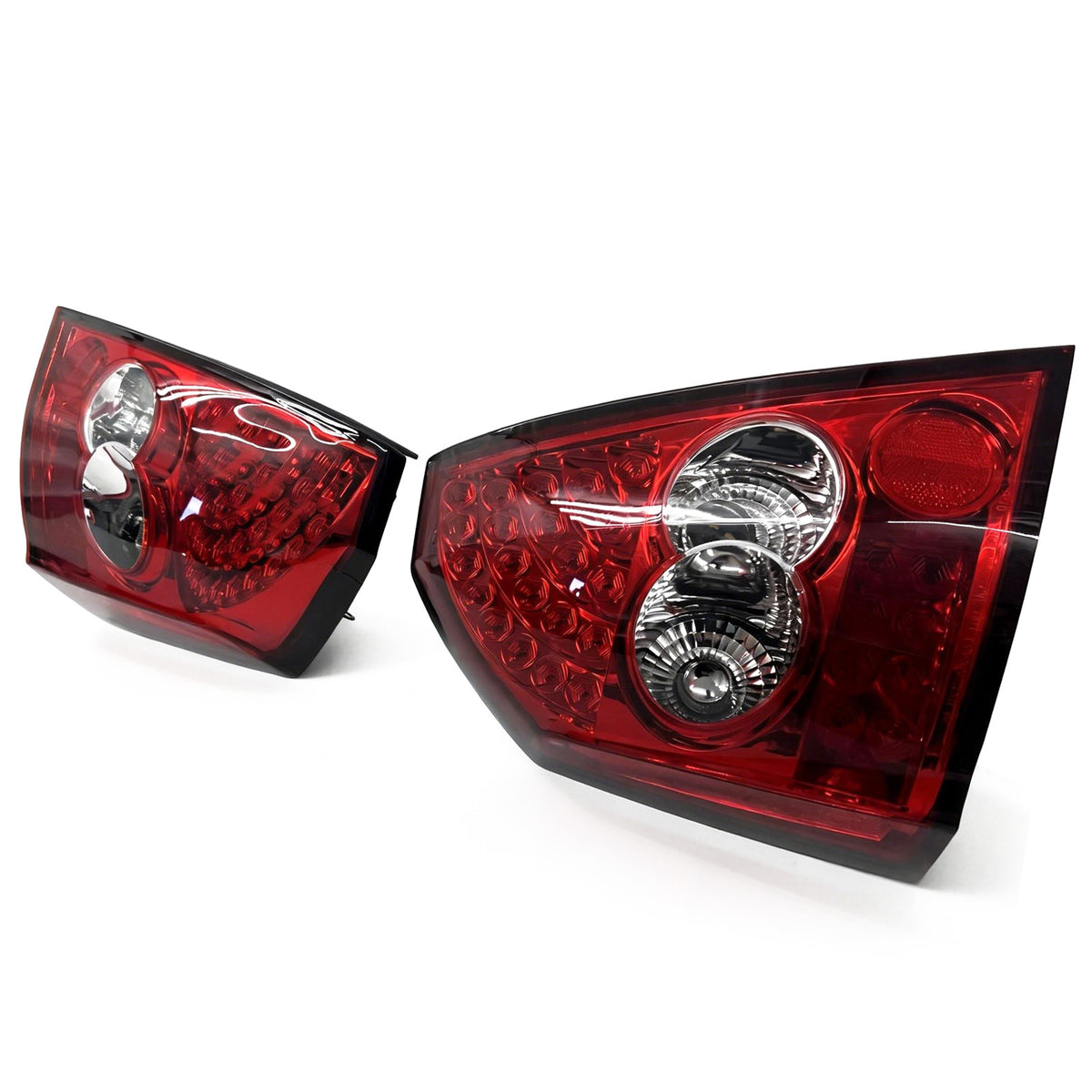 2005-2006 Chrysler 300 Rear Tail Lights Lamps Red Housing Clear Lens Pair