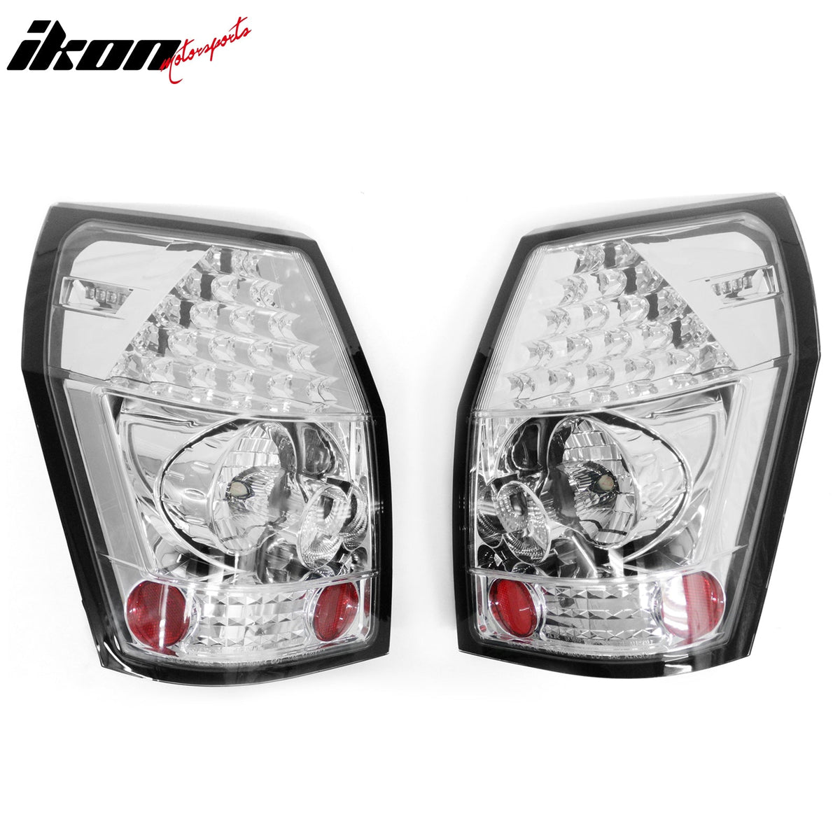 2005-2008 Dodge Magnum 2PCS Driver Passenger Side Rear Tail Lights Lamps Assembly Replacement LED Look Chrome Housing