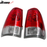 1997-2003 Ford F-150 2PCS Driver Passenger Side Rear Tail Lights Lamps Assembly Replacement Chrome Housing Red & Clear Lens