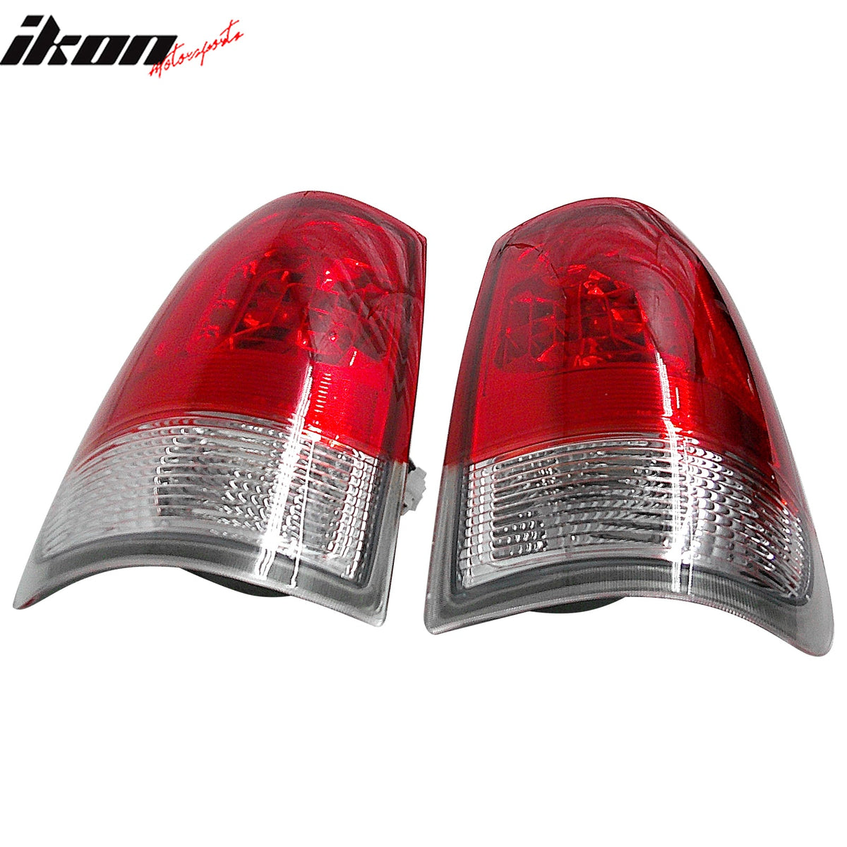 1997-2003 Ford F-150 2PCS Driver Passenger Side Rear Tail Lights Lamps Assembly Replacement Chrome Housing Red & Clear Lens
