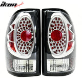 1997-2004 Dodge Dakota 2PCS Driver Passenger Side Rear Tail Lights Lamps Assembly Replacement LED Look Black & Chrome Housing Clear Lens