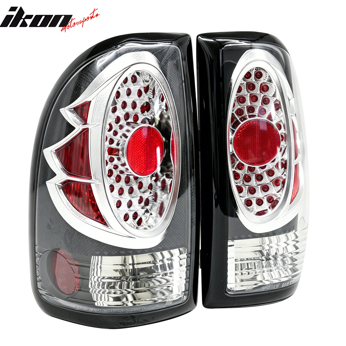 1997-2004 Dodge Dakota 2PCS Driver Passenger Side Rear Tail Lights Lamps Assembly Replacement LED Look Black & Chrome Housing Clear Lens
