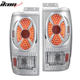 1997-2002 Expedition Chrome Clear Lens LED Tail Lights Rear Brake Lamp