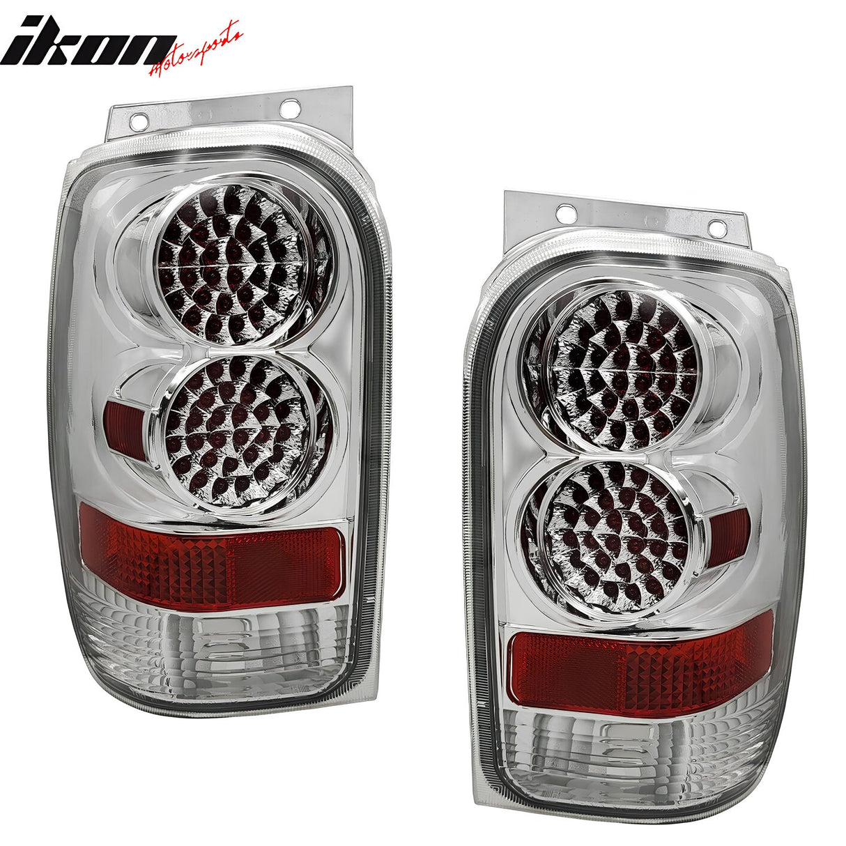 1998-2001 Explorer Chrome Clear Lens LED Tail Lights Rear Brake Lamps