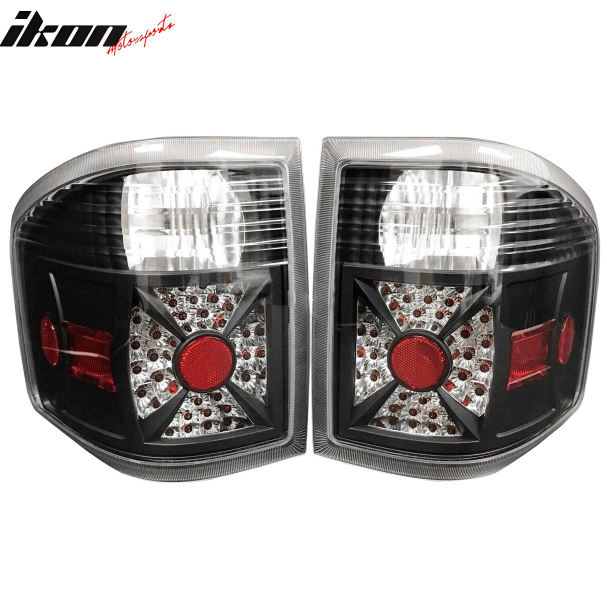 2004-2007 Ford F-150 Black Clear Lens LED Tail Lights Rear Brake Lamps