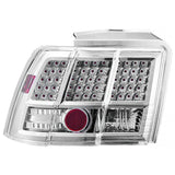1999-2004 Ford Mustang 2PCS Driver Passenger Side Rear Tail Lights Lamps Assembly Replacement LED Look Chrome Housing
