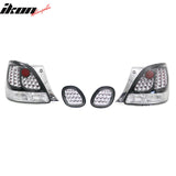 1998-2005 Lexus GS300/GS400/GS430 2PCS Driver Passenger Side Rear Tail Lights Lamps Assembly Replacement LED Look Black & Chrome Housing Clear Lens